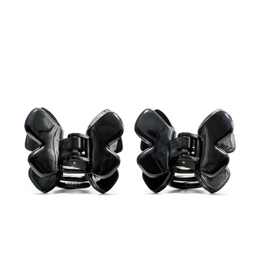 Phoebe 4 (Pair) Piano Black alternate angle — French acetate mini clips for fine and short hair